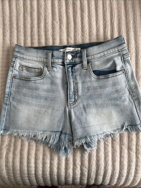 Altar’d State Light Blue Frayed Hem Denim Shorts